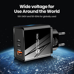 USB+2PD Type-C mobile phone charger LED with light travel charging head