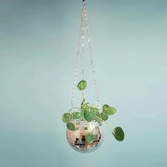 Disco Ball Hanging Flower Pot For Indoor Plants Bohemian Style Flower Planter Pots Rope Mirror Hanging Basket Garden Decor