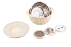 Stainless steel water filter basin household rotatable double layer vegetable washing and draining basket stainless steel line