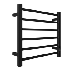 Towel Warmer 6 Bar Electric Heated Towel Rack Wall Mount Plug-in/Bath Towel Heater Matt-Black - Timer