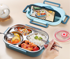 Stylish, simple, portable, large capacity 304 stainless steel two-compartment lunch box with bowl lunch box