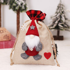 Christmas Decorations Cartoon Linen Drawstring Faceless Doll Candy Bag Forester Apple Bag Doll Gift Bag