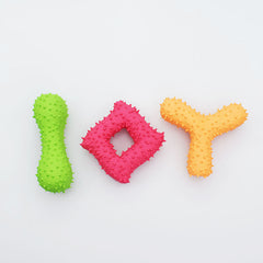 New Pet Latex Toy with Spiked Bone and Four-Corner Square Latex Sound Toy Durable Teeth-Cleaning Dog Toy