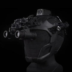 Lightweight EVA tactical helmet for hunting, airsoft, etc. Steel mesh mask included, good for cosplay.