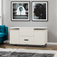 Modern lift coffee table, living room with 4 chairs, expandable 1 hidden storage space+2 drawers, folding dining table