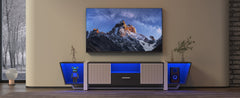 TV console with storage cabinet, dual flat LED TV stand with remote control, multi-mode light with power cord, black