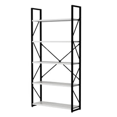 5-Tier Bookshelf, Freestanding White Book Shelf Modern Minimalist Open Display Storage Book Shelves Standing Shelving Unit White