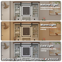 46.5-inch dressing table with adjustable LED lighting mirror and charging station, equipped with soft cushioned stool