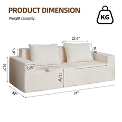 No Installation&Convertible Living room foam sofa chair Loveseat Twin Size with Armrests Removable and Machine Washable Cover