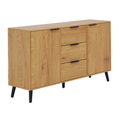 Side panel buffet cabinet with storage room, 47.2 "natural wood color kitchen cabinet with 3 drawers and 2 doors