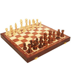 Magnetic Wood Chess Folding Chess Board Puzzle Game for Adults and Children Checkers Toy
