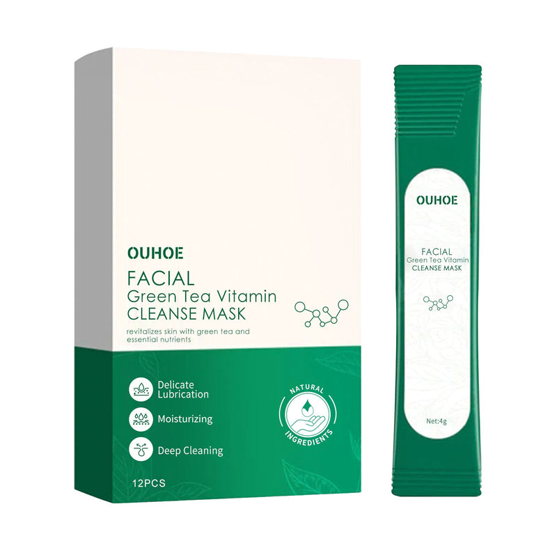 Facial Green Tea Vitamin Cleanse Mask, Facial Acne Deep Moisturizing Smear Delicate Pores Tender Skin