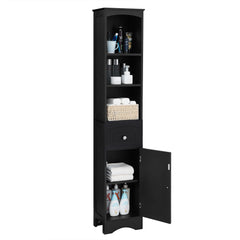 Tall Bathroom Cabinet, Freestanding Storage Cabinet with Drawer, MDF Board, Adjustable Shelf, Black
