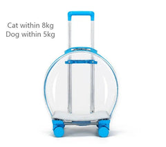 Rolling Pet Travel Trolley with Wheel, Transparent Capsule, Pink, Green, Puppies, Dogs, Cat Carriers Bag, 5-20Kg