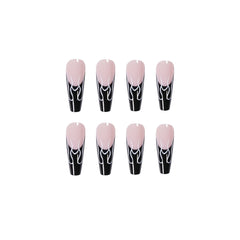 Black French Flame Wear Nail Finished False Nail Nail Patch Nail Patch Fake Nail