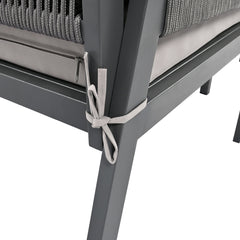 Outdoor Furniture with Tempered Glass Table Deep Seating with Thick Cushion for Backyard Porch Balcony (Grey)