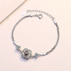 Customized color photo projection s925 pure silver six pointed star bracelet with 100 languages for birthday commemoration