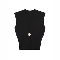 Elegant Casual Commuting Vest V-neck Tank Top for Women withDesign Sense