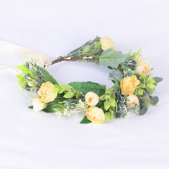 Flower garland headwear, forest style girl, sweet vacation, photography, hair accessories, simulated flowers, green leaves, flower garland