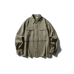 Splicing workwear long sleeved shirt men's loose casual shirt