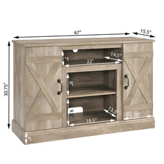 Farmhouse Classic Media TV Stand Antique Entertainment Console for TV up to 50" with Open and Closed Storage Space