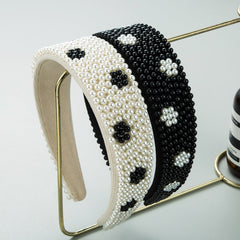 New Fashion Full Pearl Wide Edge Shampoo Headband Pressed Hair Ornament