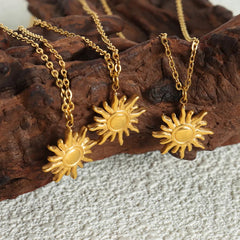 Clavicle chain fashionable and simple small sun pendant titanium steel necklace for women