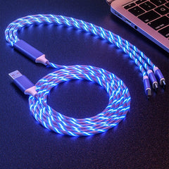 Can emit light multi head three in one charging cable streamer one to three data cable supports simultaneous charging