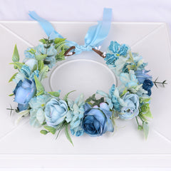 Mori series dried flower wreath bridal headdress crown hairdress wedding accessories Beach Resort studio props