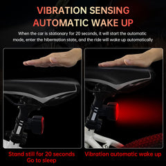 Intelligent induction brake bicycle taillight road mountain bike charging warning riding equipment square red taillight