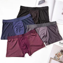 Modal Solid Ice Silk Antibacterial Underwear for Men's Mid Waist Breathable Four Square Corner Underwear
