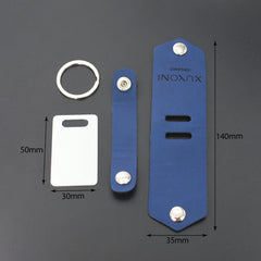 Blank heat transfer leather detachable keychain laser multifunctional DIY leather keychain leather overprint photo