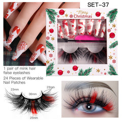 Christmas Nail Enhancement Eyelash Tool Set False Eyelash Decoration Color Mink Hair Beauty Tool