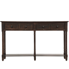 TREXM Console Table Sofa Table Easy Assembly with Two Storage Drawers and Bottom Shelf for Living Room Entryway (Espresso)