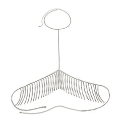 Sexy Claw Chain Tassel Cross Body Chain One Piece Silver Bodychain
