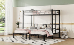 Twin over Twin & Twin Bunk Beds for 3, Twin XL over Twin & Twin Bunk Bed Metal Triple Bunk Bed, Black