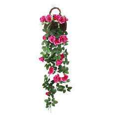 Simulated rose wall hanging chlorophytum comosum false plastic indoor living room air conditioning pipe decoration