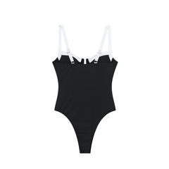 High fork V-neck vacation hot girl one-piece swimsuit female