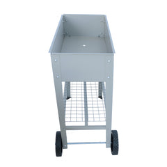 Aveyas mobile metal elevated garden bed cart, with legs, elevated flowerpot box with wheels (gray)