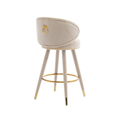 COOLMORE Counter Height Bar Stools Set of 2 for Kitchen Counter Solid Wood Legs with a fixed height of 360 degrees Beige