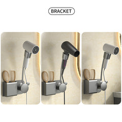 Punch-Free Hair Dryer Rack Wall-Mounted Hand-Held Rotating Lazy Bracket Bathroom