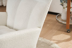 Rocking Chair Nursery  solid wood leg reading chair  Teddy fabric cushion with Nap armchair  white Teddy fabric