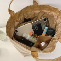 Vintage PVC tote with DuPont lettering. Simple, transparent, large - capacity handbag for commuting women.