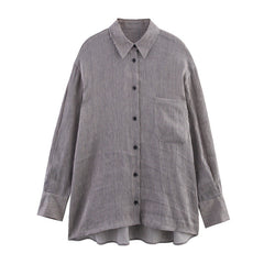 Style Women's Fashion Casual Loose Long Sleeve Striped Shirt