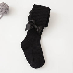Spring And Autumn New Children's Pantyhose Bow Cotton White Baby Socks Medium Thick Foreign Girl Leggings