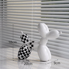 New black and white plaid balloon dog ornaments creative TV cabinet wine cabinet living room porch resin crafts