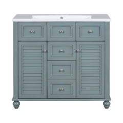36 inch modern mirror cabinet with adjustable shelves, 2 soft closing doors, and 6 drawer storage cabinet door organizers