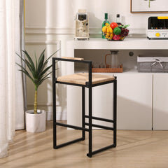Set of 2 Bar Stools with Back Paper Rope Woven Counter Height Dining Chairs for Kitchen Home (Paper Rope with Back)