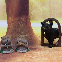 Cat and mole gardening decorative resin ornaments