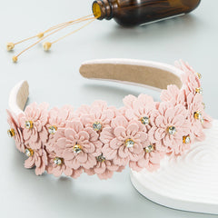 Small Fresh Colorful Flowers Headdress Glass Diamond Retro Headband Female Trendy Hair Band Hair Accessories